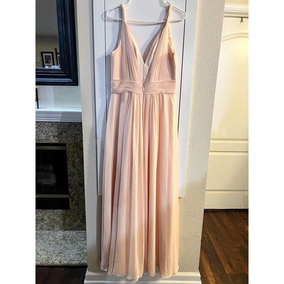 Azazie Maren Chiffon Gown in Peach Size 12 - Picture 5 of 9